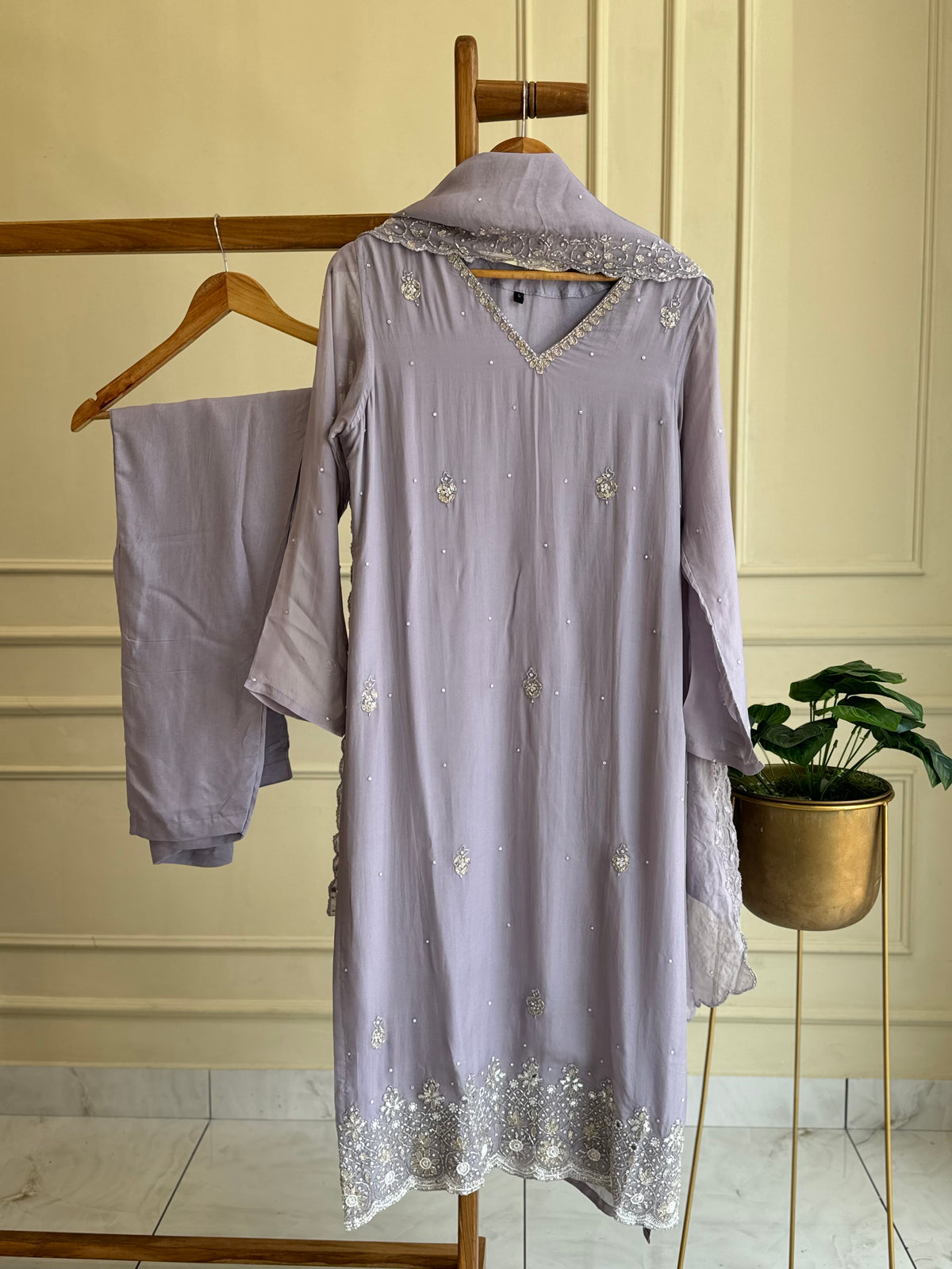 Viscous organza handworked suit-with color options - Pehnava Lawns