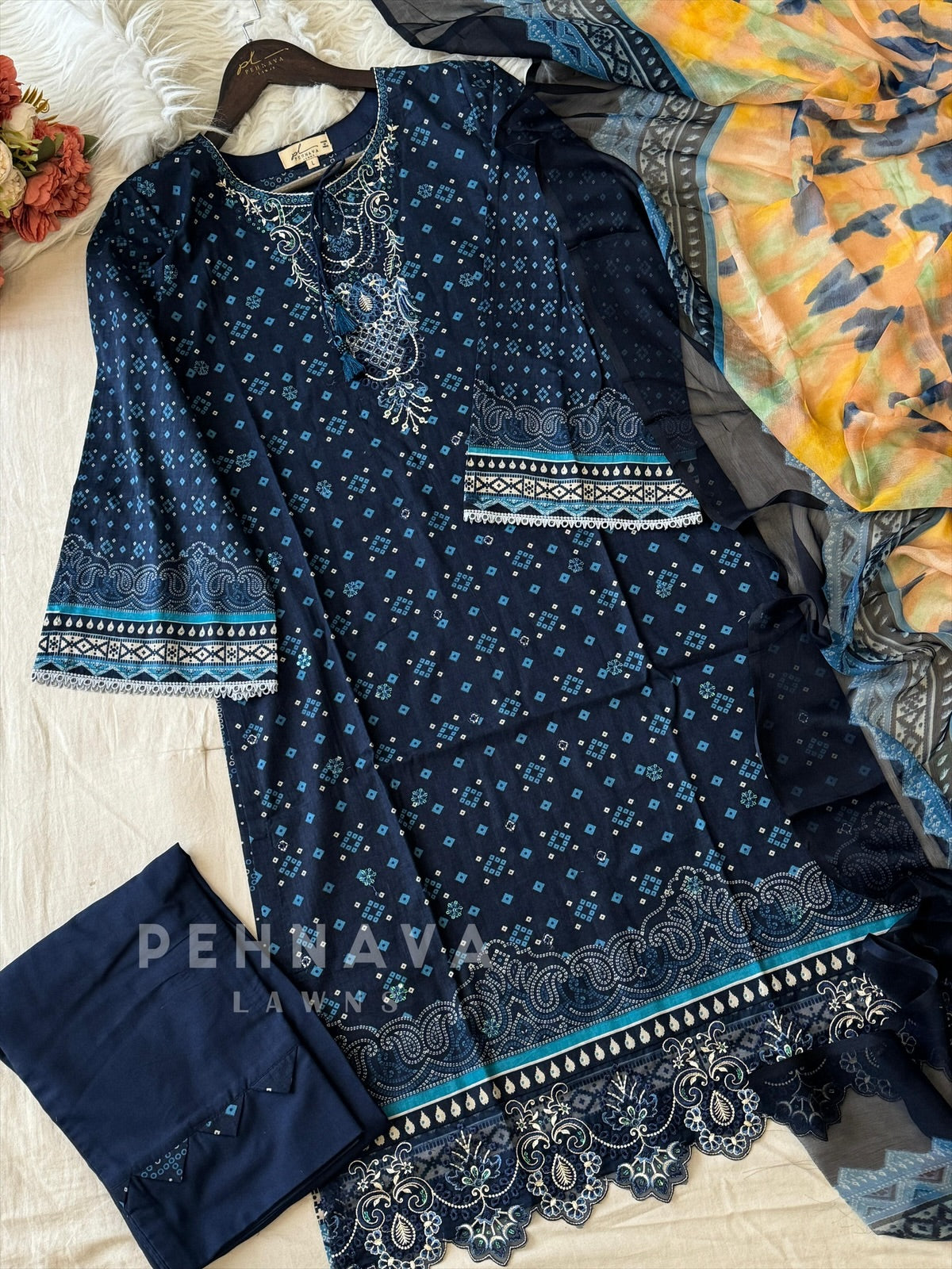 Unstitched Cotton Lawn Suit -No.2 - Pehnava Lawns
