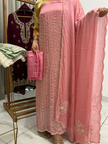 Pure Tissue handworked Un-stitched suit-1643