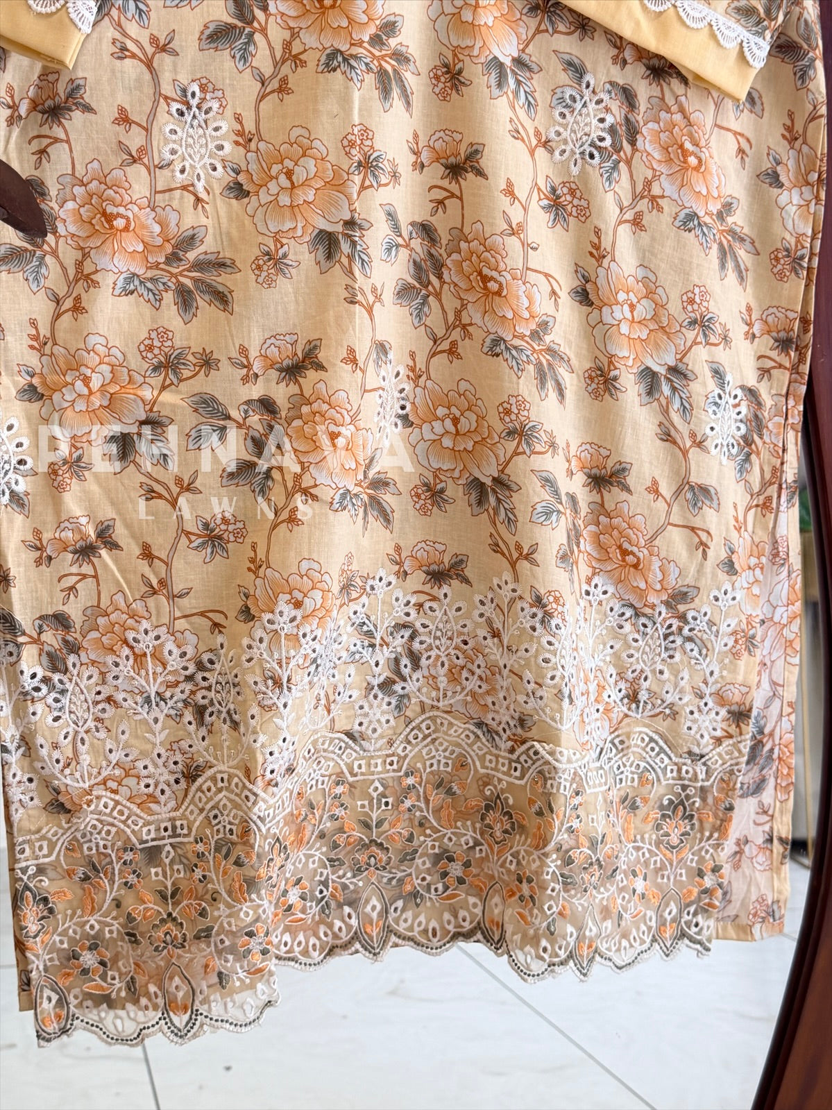 Lace Detailed Printed Suit