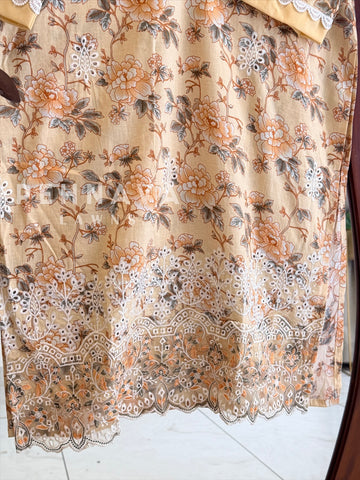 Lace Detailed Printed Suit