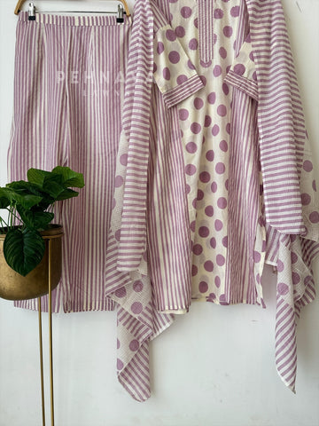 Cotton Parallel & Polka Suit Set-3169 - Pehnava Lawns