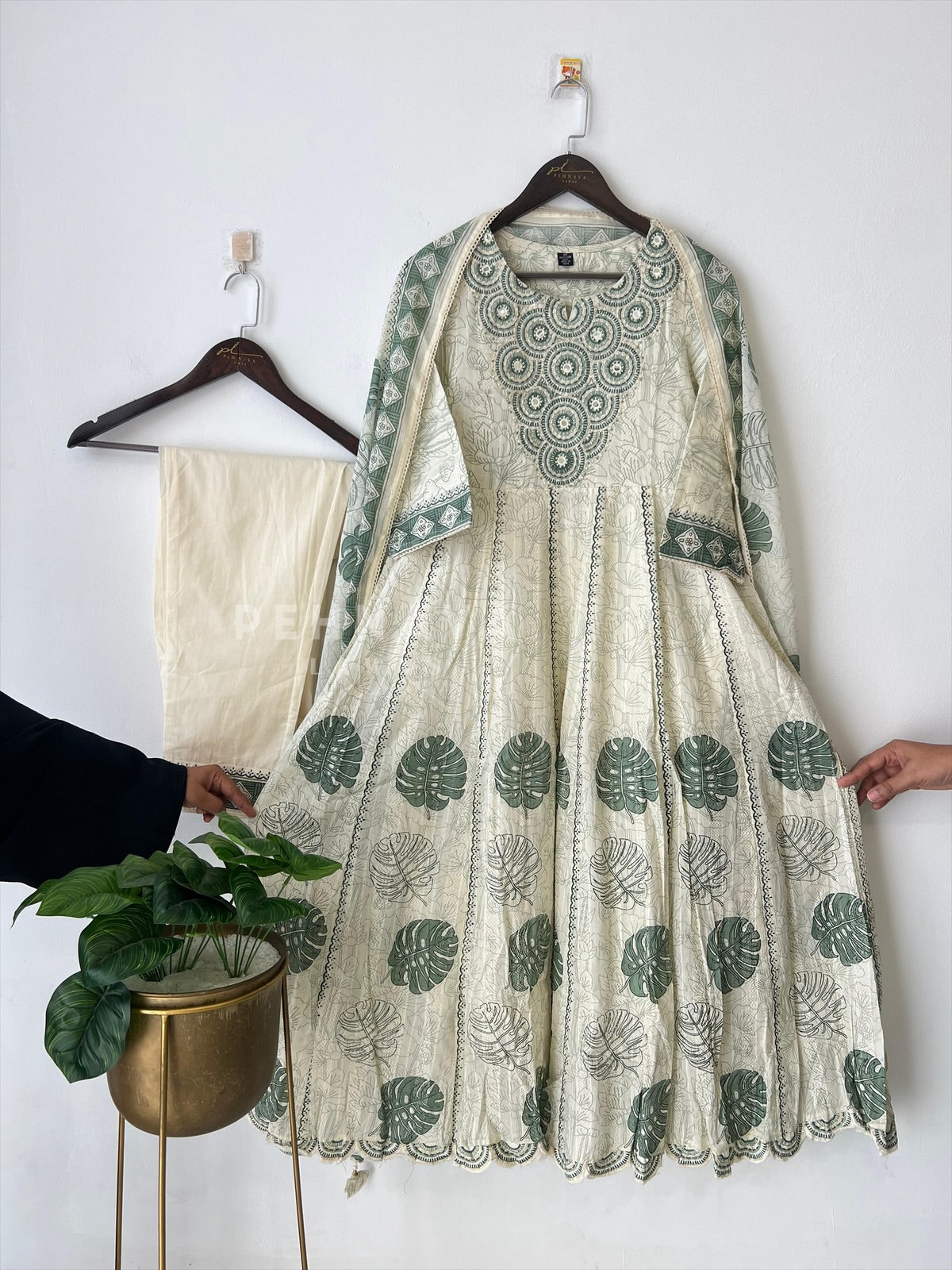 Pure cotton embroidered Anarakali suit - Pehnava Lawns