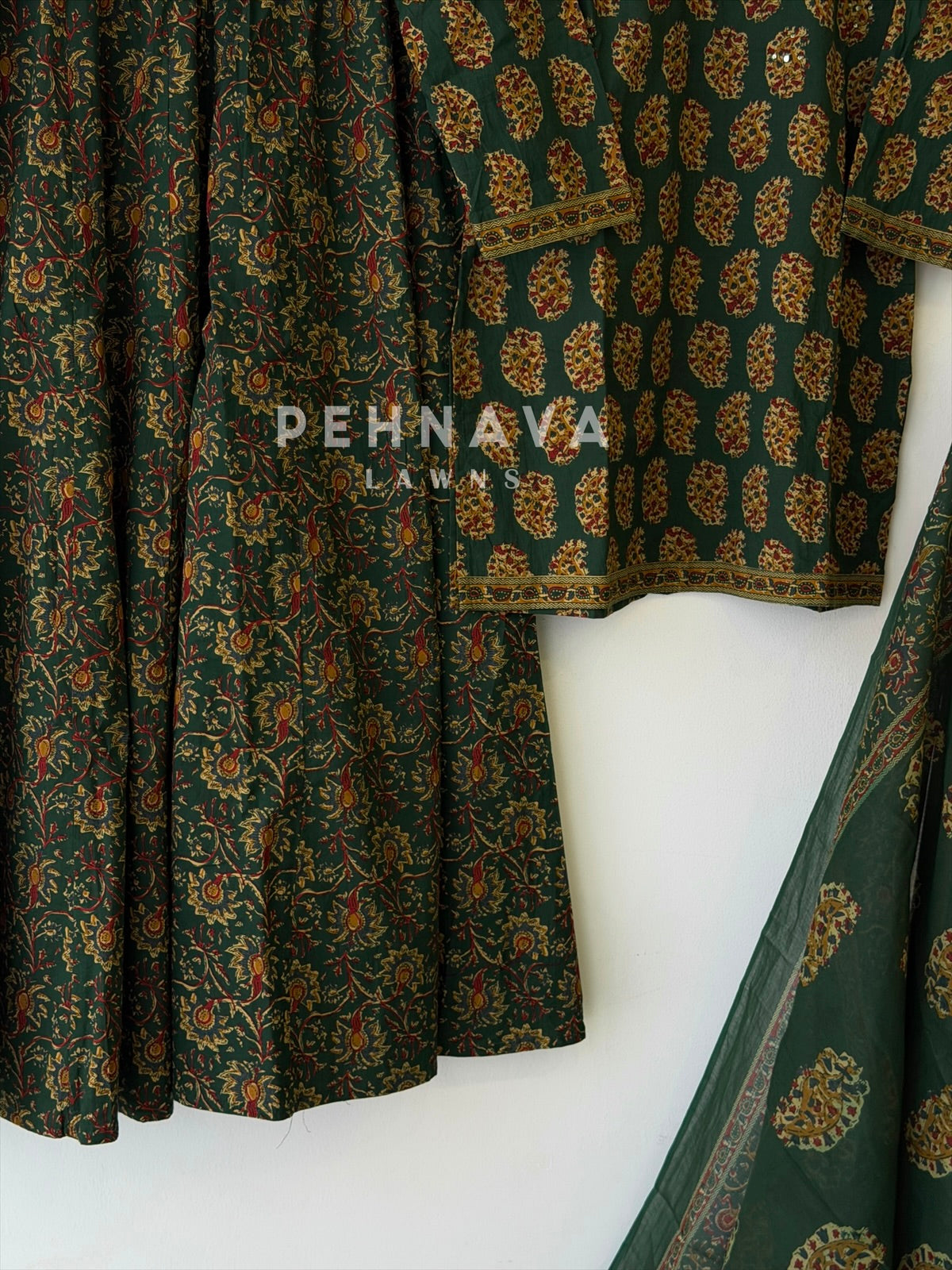 Floral Block Print Three Piece Set 6003