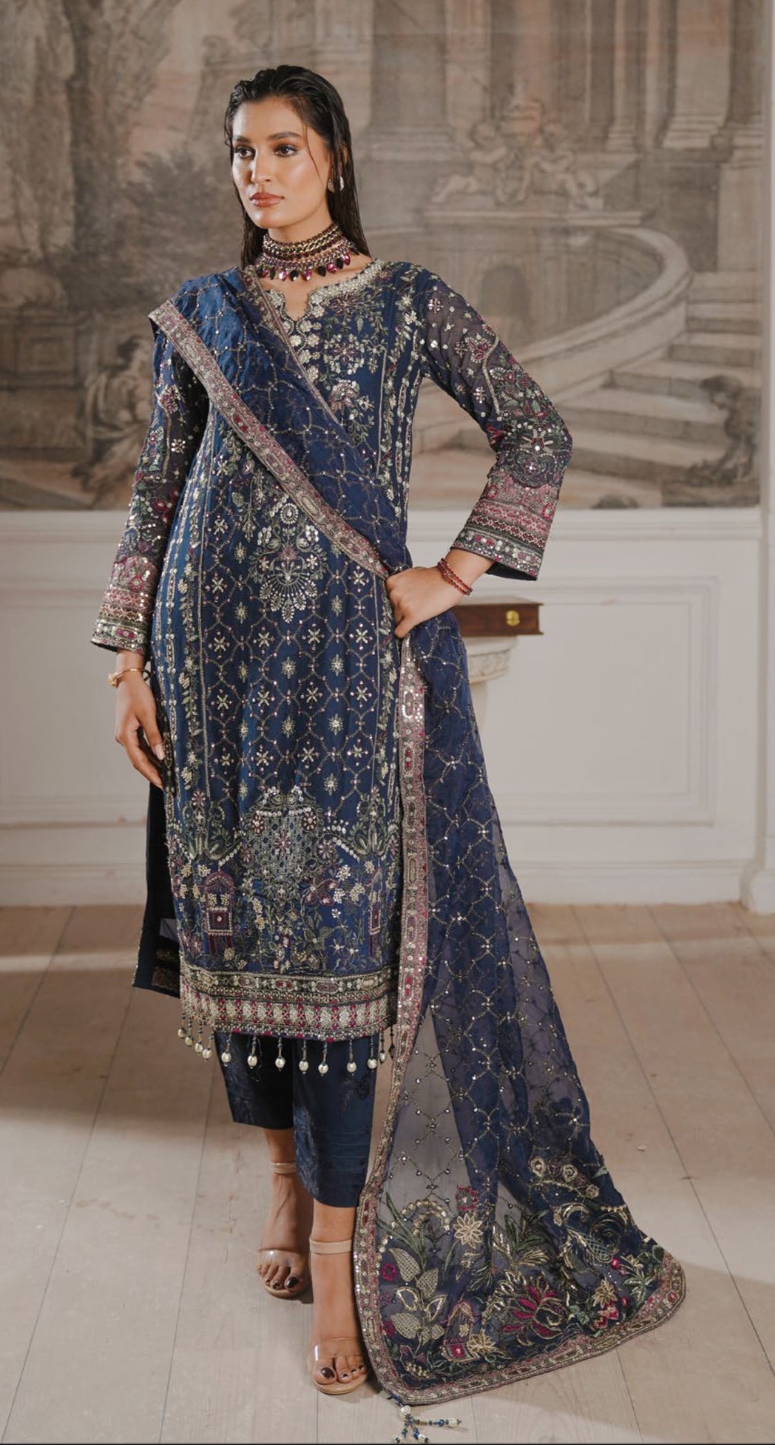 GLAMOURA BY NOOR'S SEMI-STITCHED 3PC | D-03