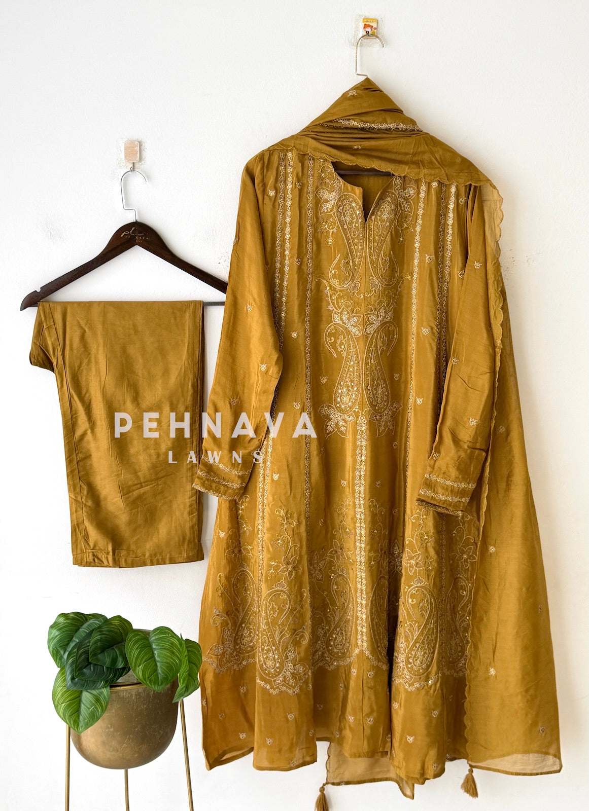 Paisley Embroidered Three Piece Set