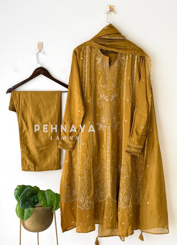 Paisley Embroidered Three Piece Set