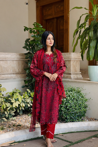 Floral Printed Ethnic Pak-Suit Ft. Chiffon/Cotton Dupatta-005