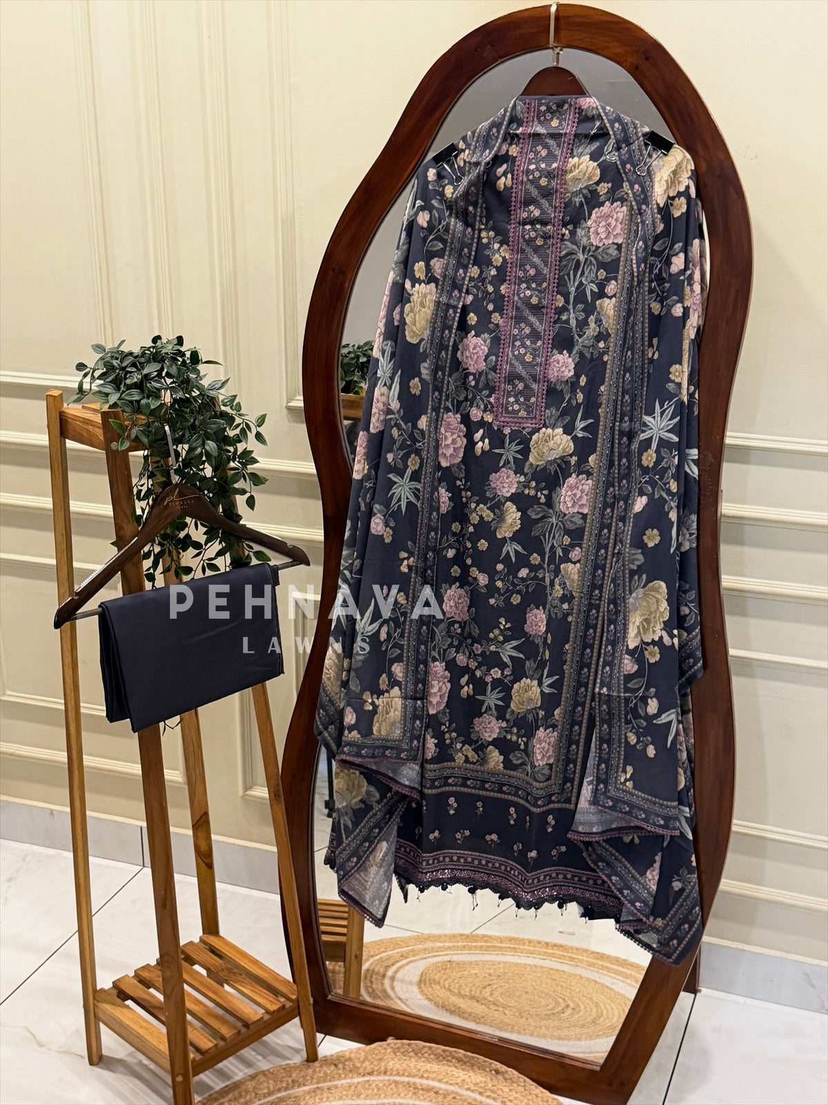 Floral Printed Unstitched Suit C-18