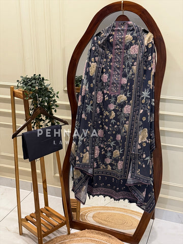 Floral Printed Unstitched Suit C-18