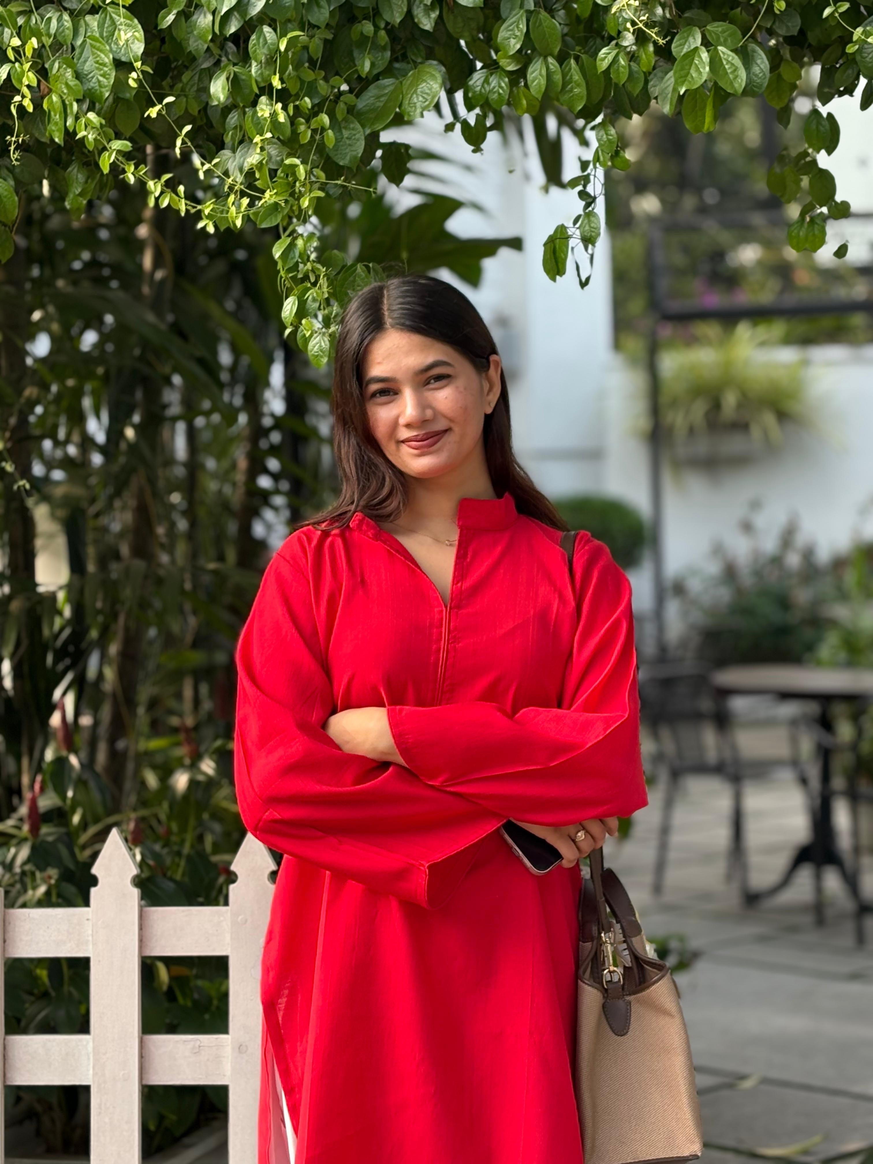 Red and White Trendy Farshi Salwar - Pehnava Lawns