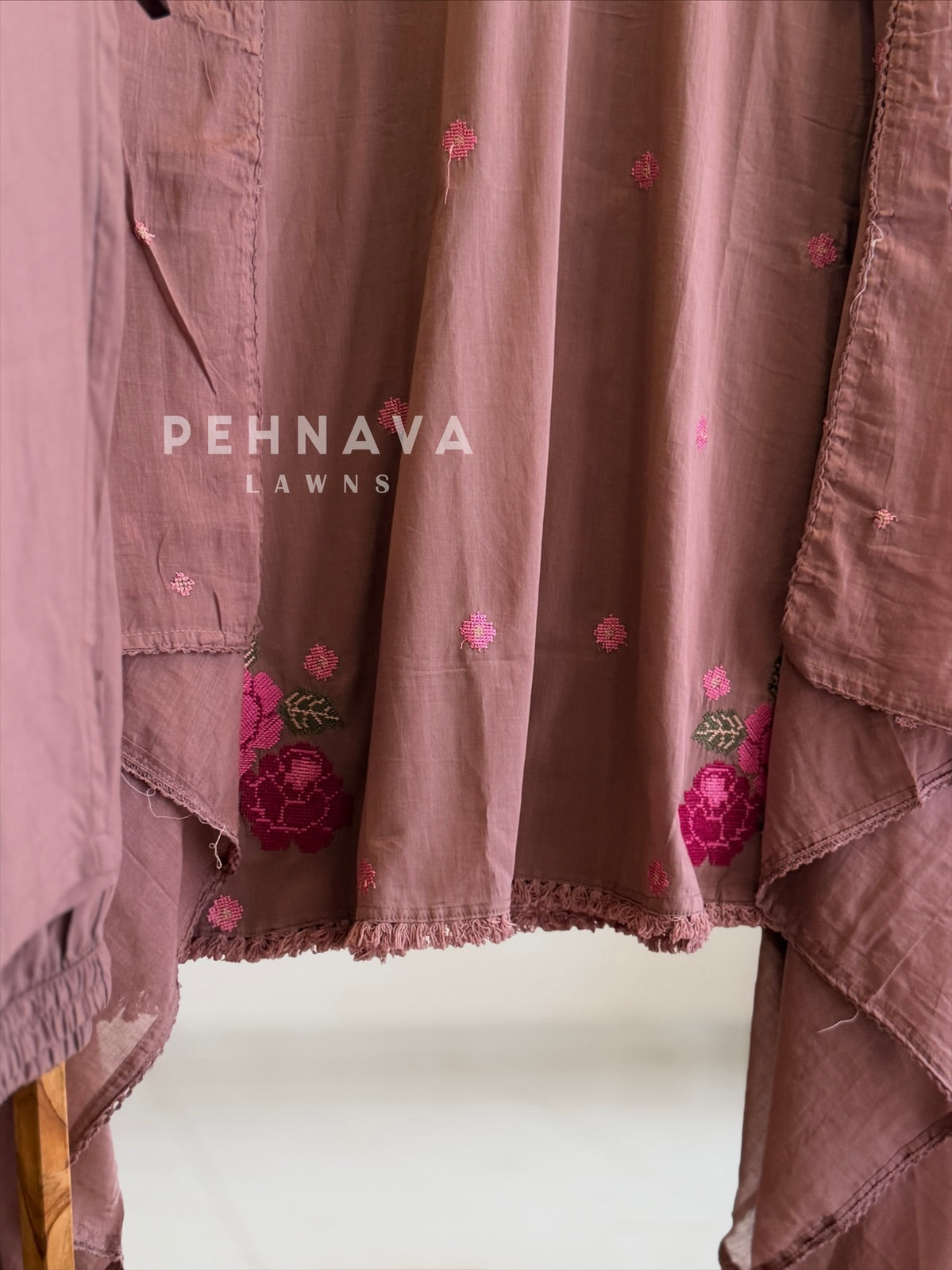 Floral Embroidered Cotton Suit