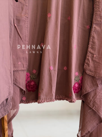 Floral Embroidered Cotton Suit