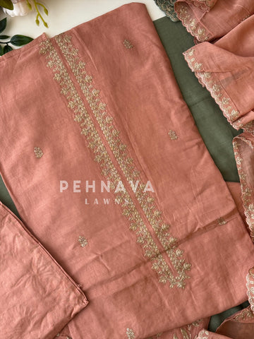 Mulchanderi Unstitched Embroidered Suit - Pehnava Lawns