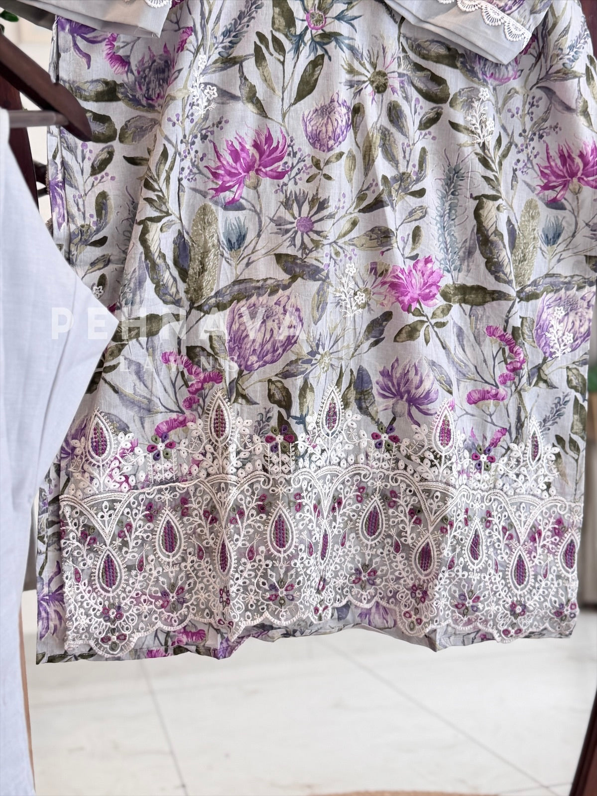 Lace Detailed Printed Suit