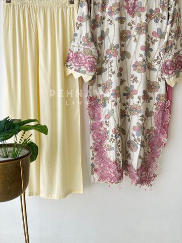 New Floral Embroidery Kurtha Suit
