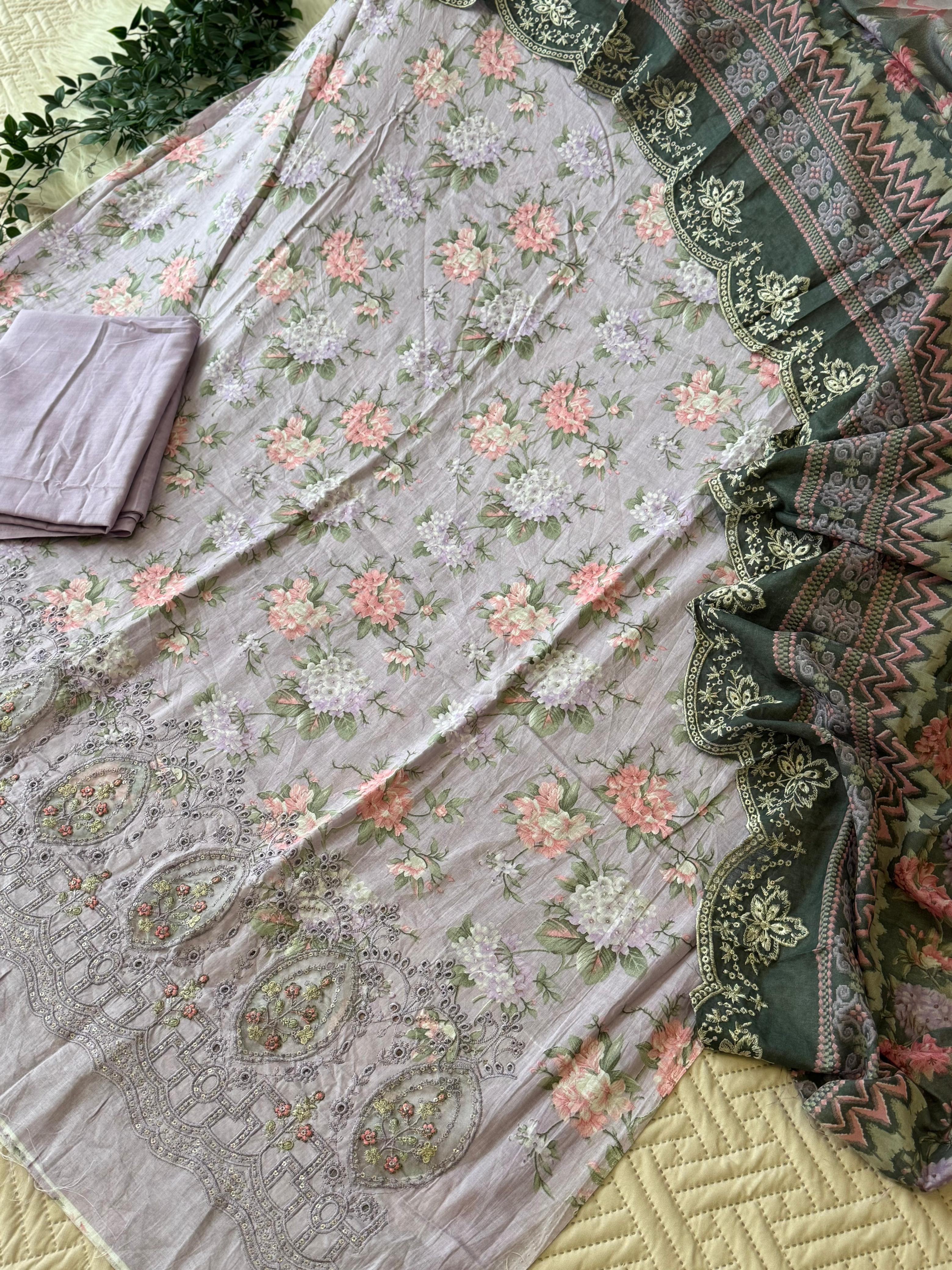 Floral Printed Cotton Suit ft. Cotton Dupata