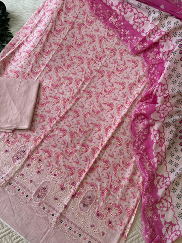 Cotton Embroidered Suit Ft. Cotton Dupata-4
