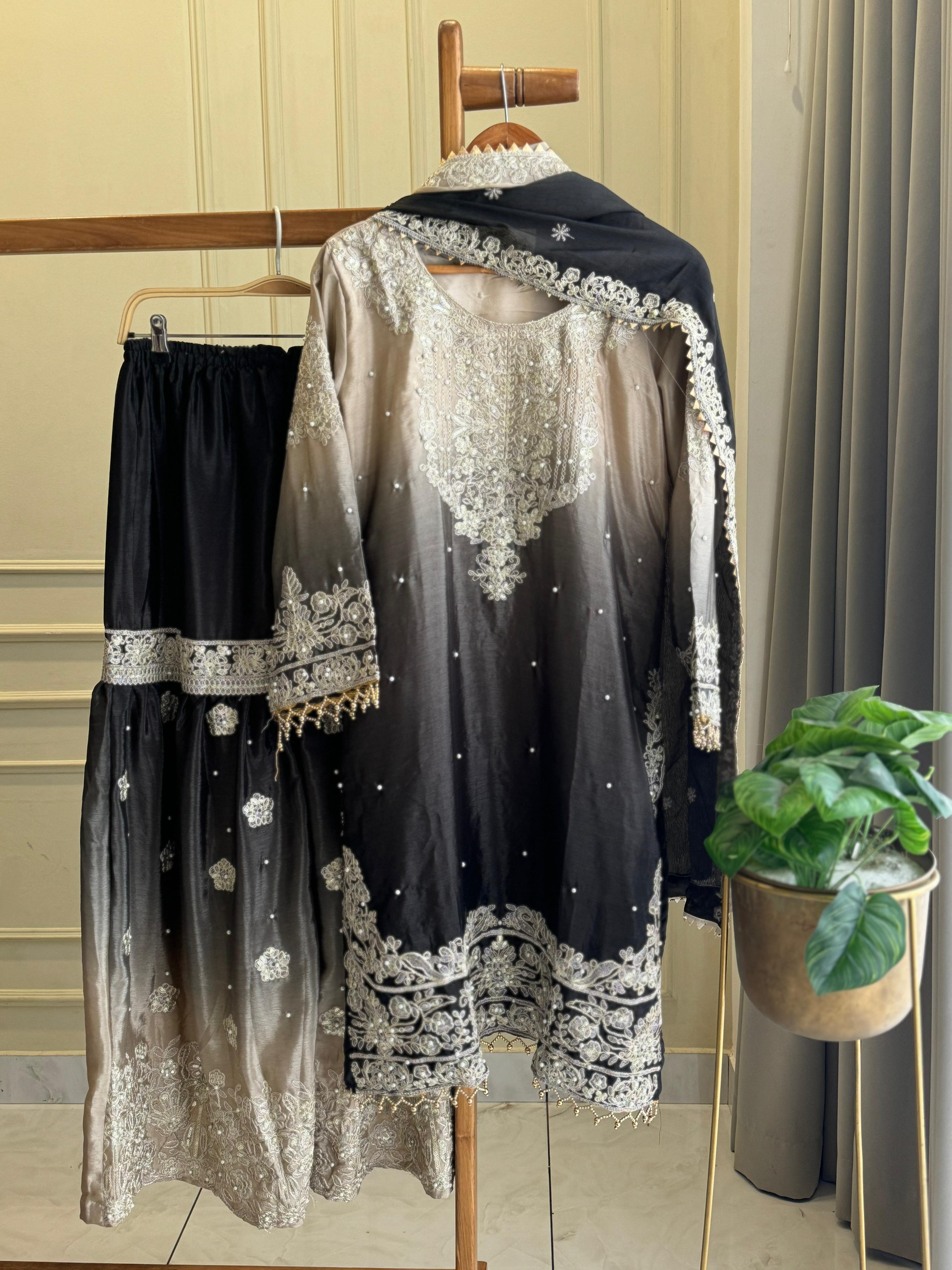 Georgette Embroidered Sharara Suit