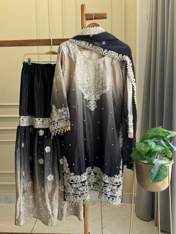 Georgette Embroidered Sharara Suit