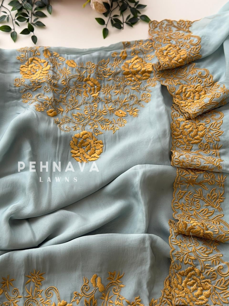 Premium Floral Embroidered Unstitched Suit