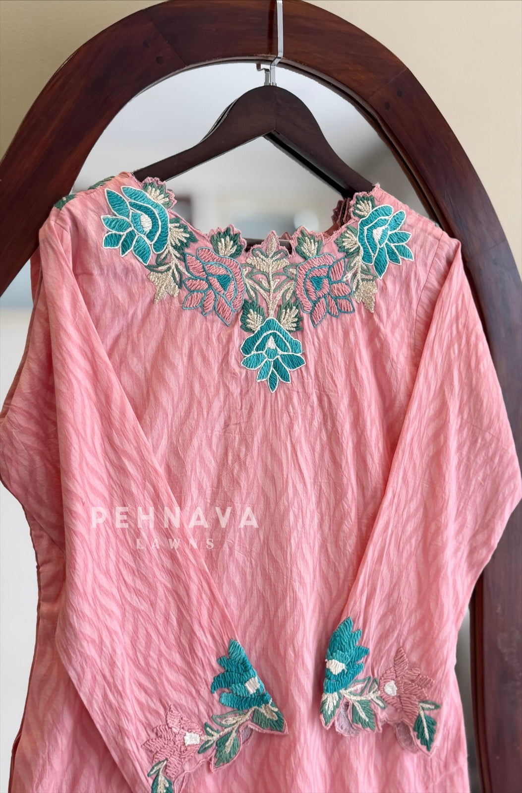 Floral Embroidered Yoke Suit Set