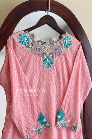 Floral Embroidered Yoke Suit Set