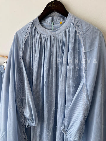 Balloon Sleeve Dobby Cotton  Sui-4024