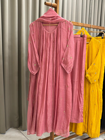 Mulchandheri Pleated A-line suit with embroidery
