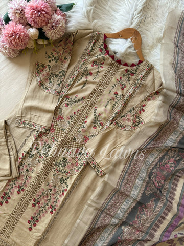 Fully embroidered Rayon suit-3560