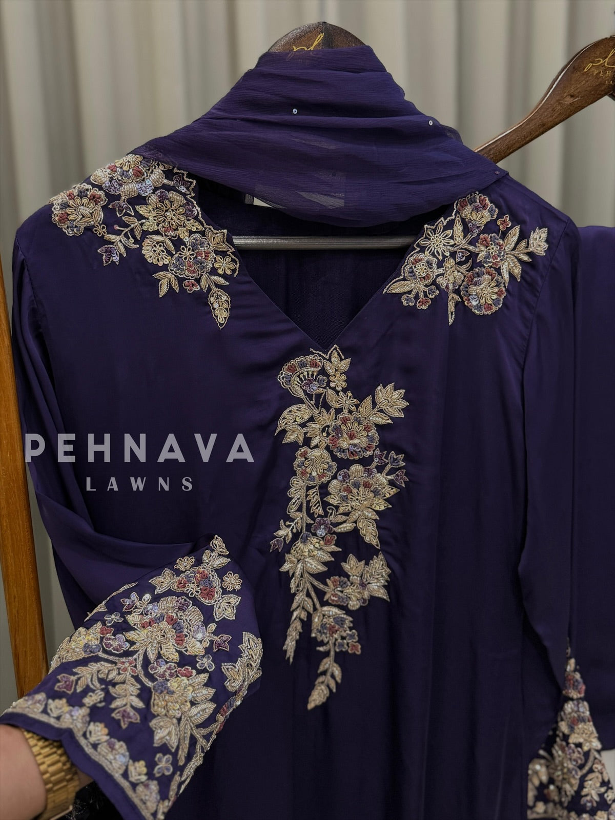 Premium Crepe Embroidered Suit