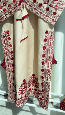 Embroiza Pakistani Modern Two Piece Suit-Beige