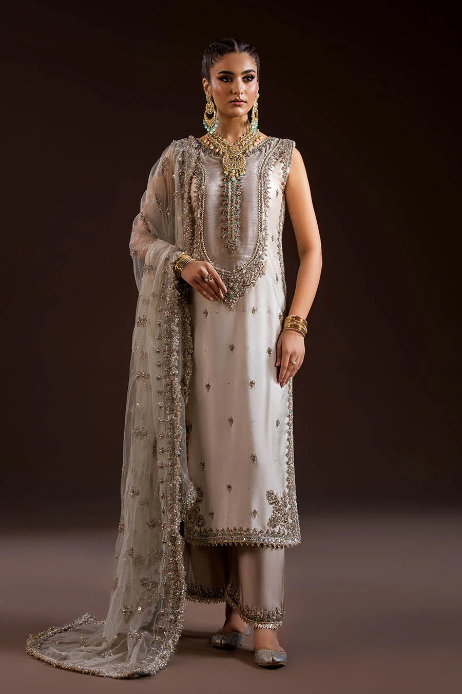 Velvet Yoke Embroidered Suit - Pehnava Lawns