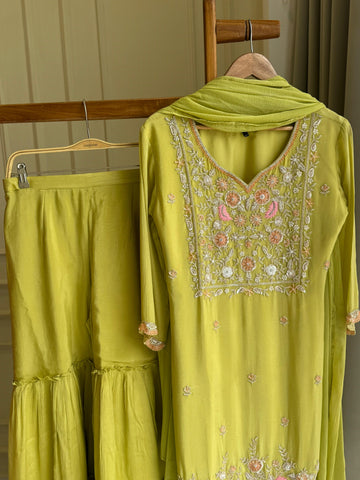 Chinnon handworked suit with Sharara Bottom