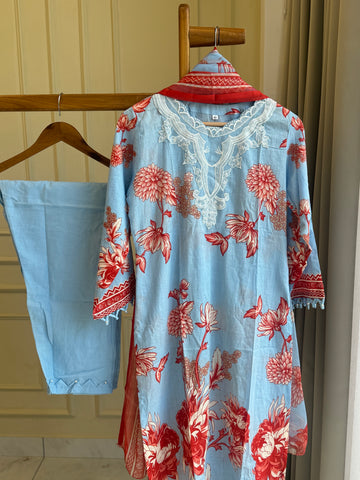 Pure  Cotton suit with embroidered patches and detailings-2