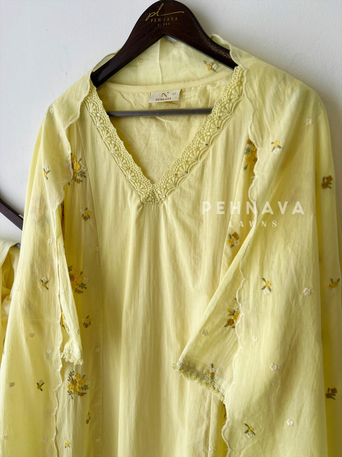 Panel Cut Embroidered Suit-16566