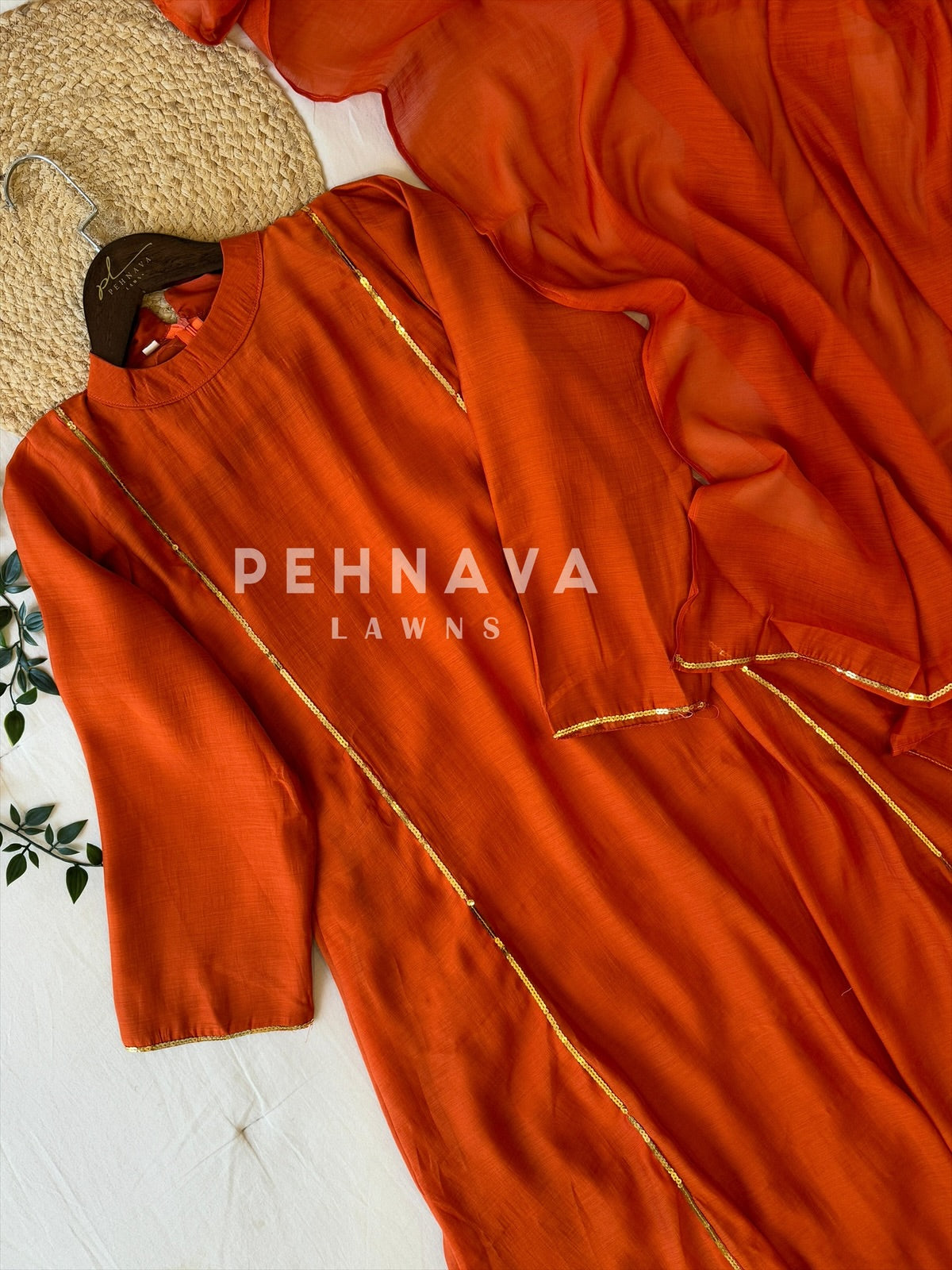 Panel cut full flaired anarkali -Rust orange