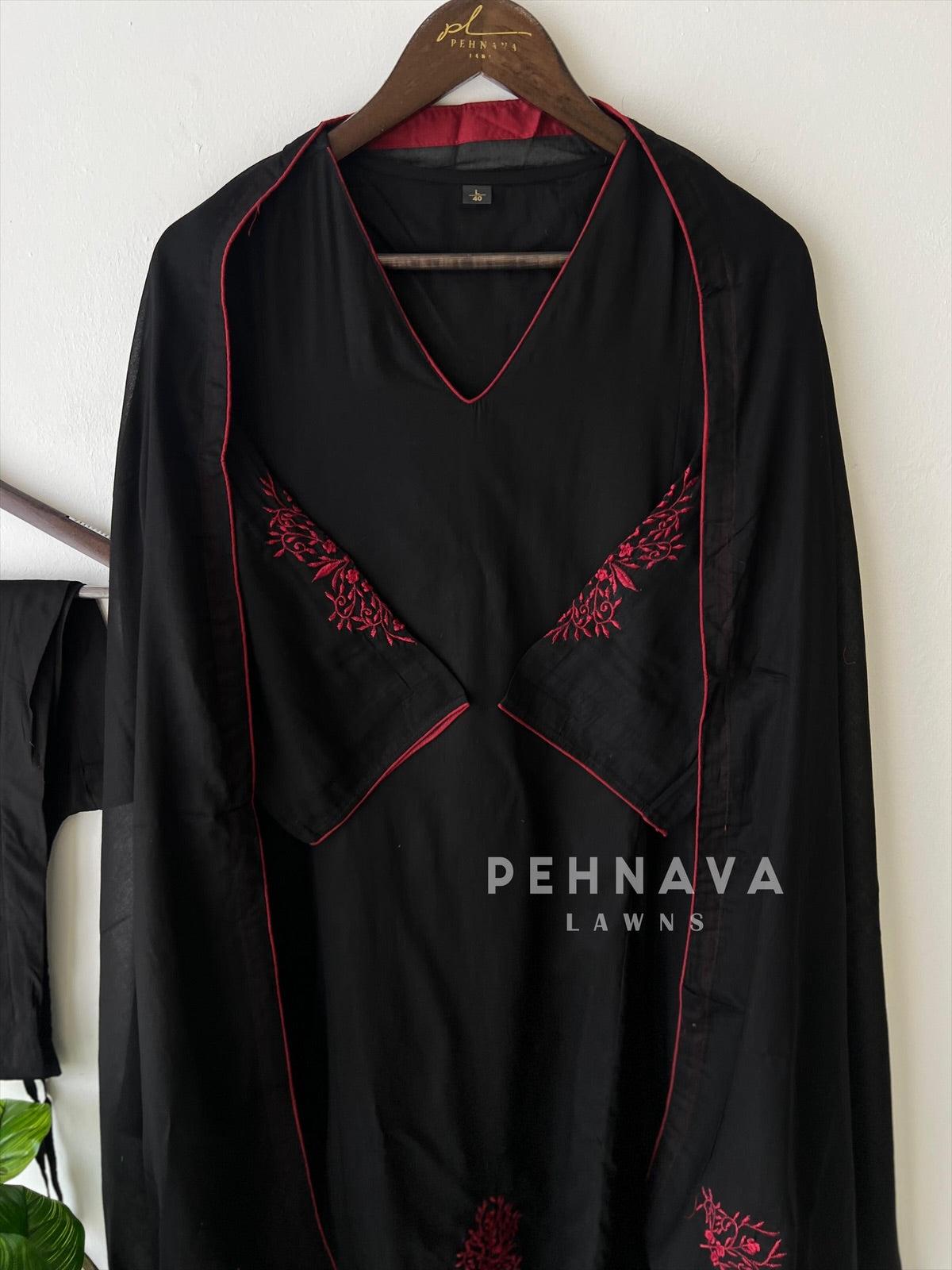 Black Thread Embroidered Suit