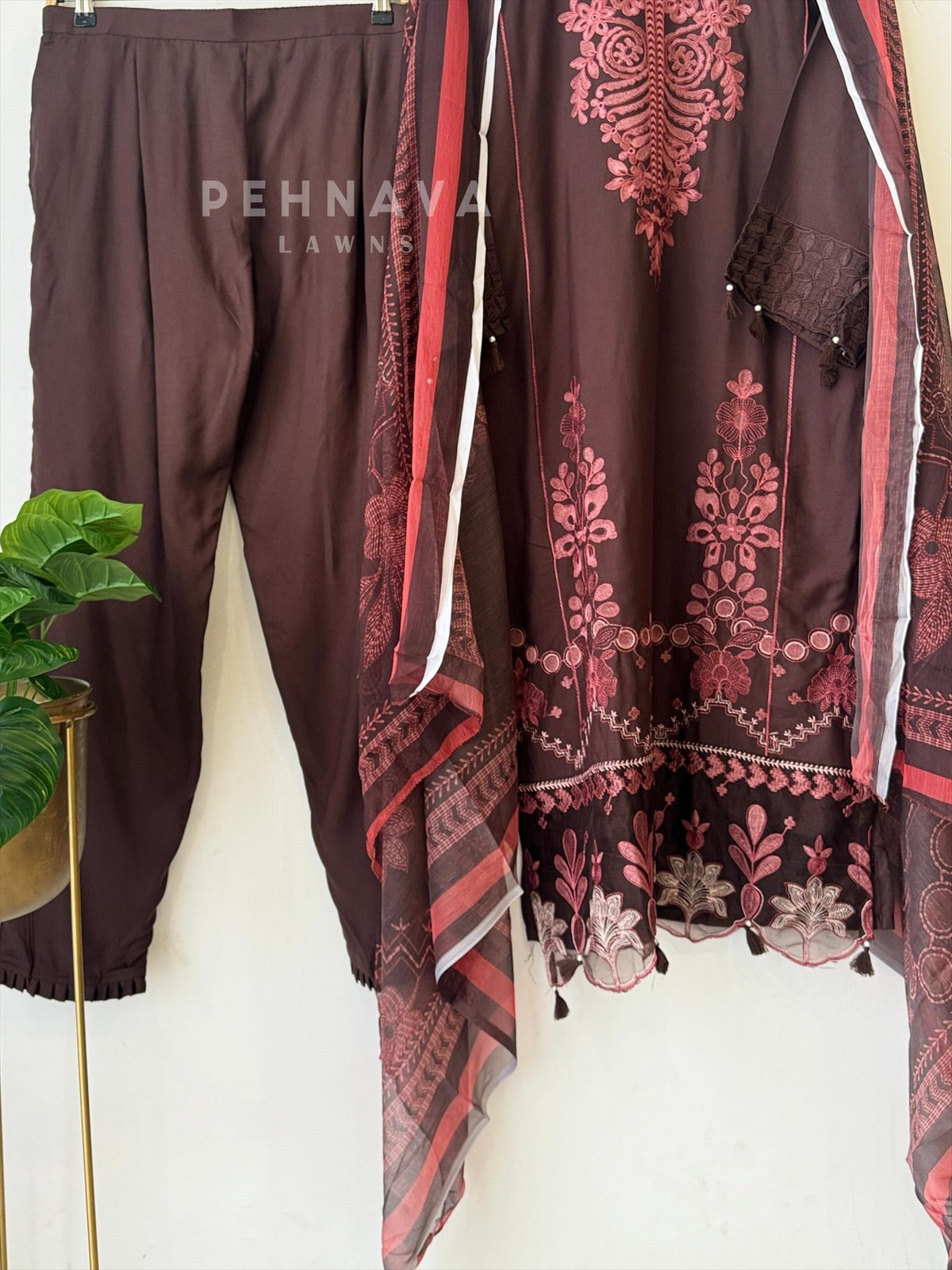 Floral Embroidered Rayon Suit