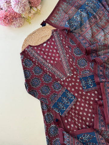 Ajrak Printed Anarkali suit