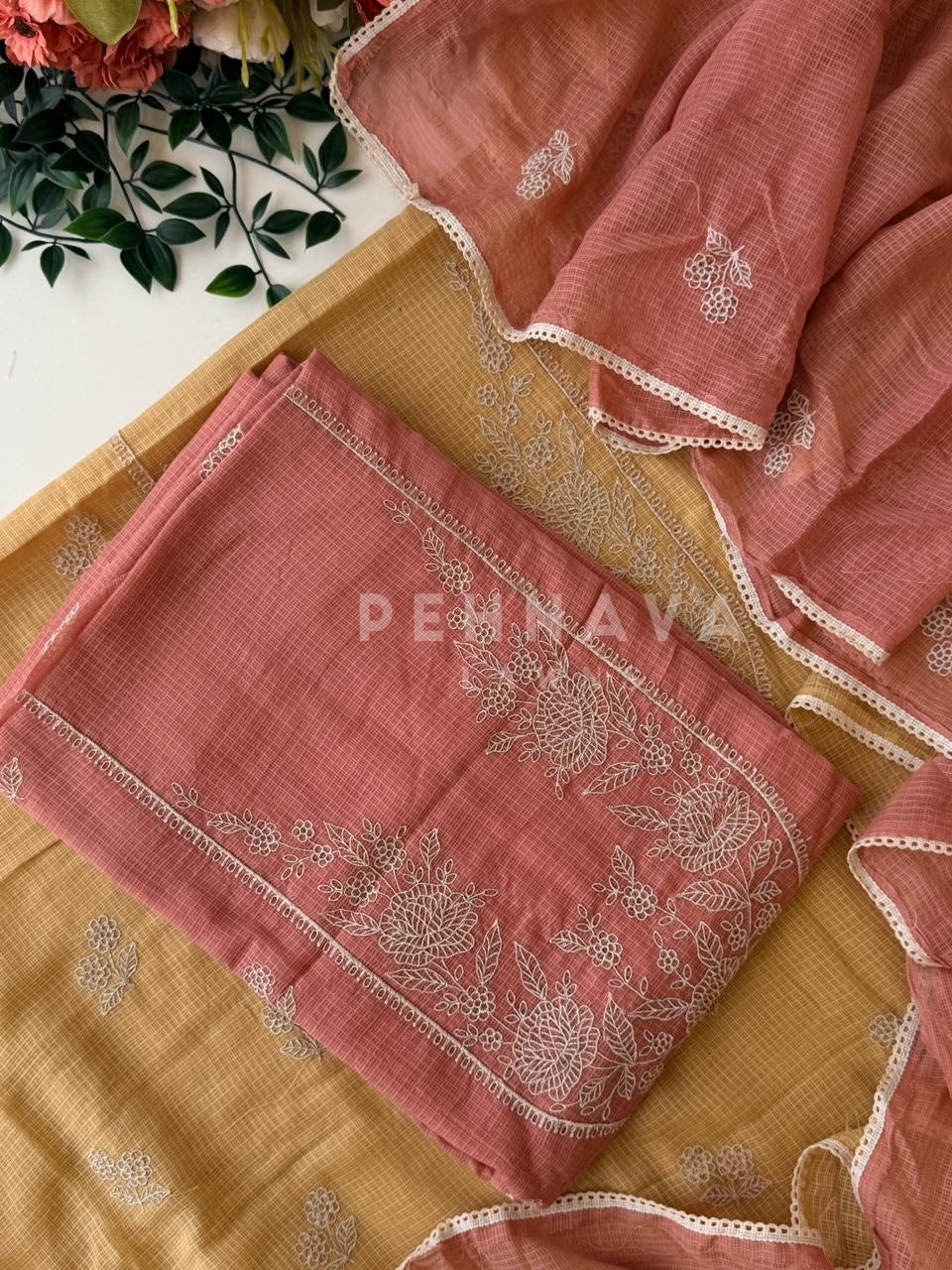 Cotacheck Embroidered Unstitched Suit-4147 - Pehnava Lawns