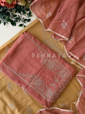 Cotacheck Embroidered Unstitched Suit-4147 - Pehnava Lawns