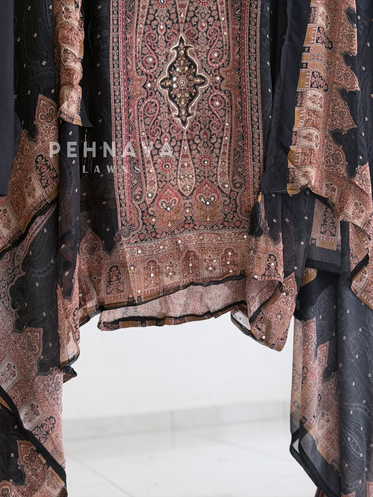 Paisley Printed Chiffon Unstitched Suit No.25