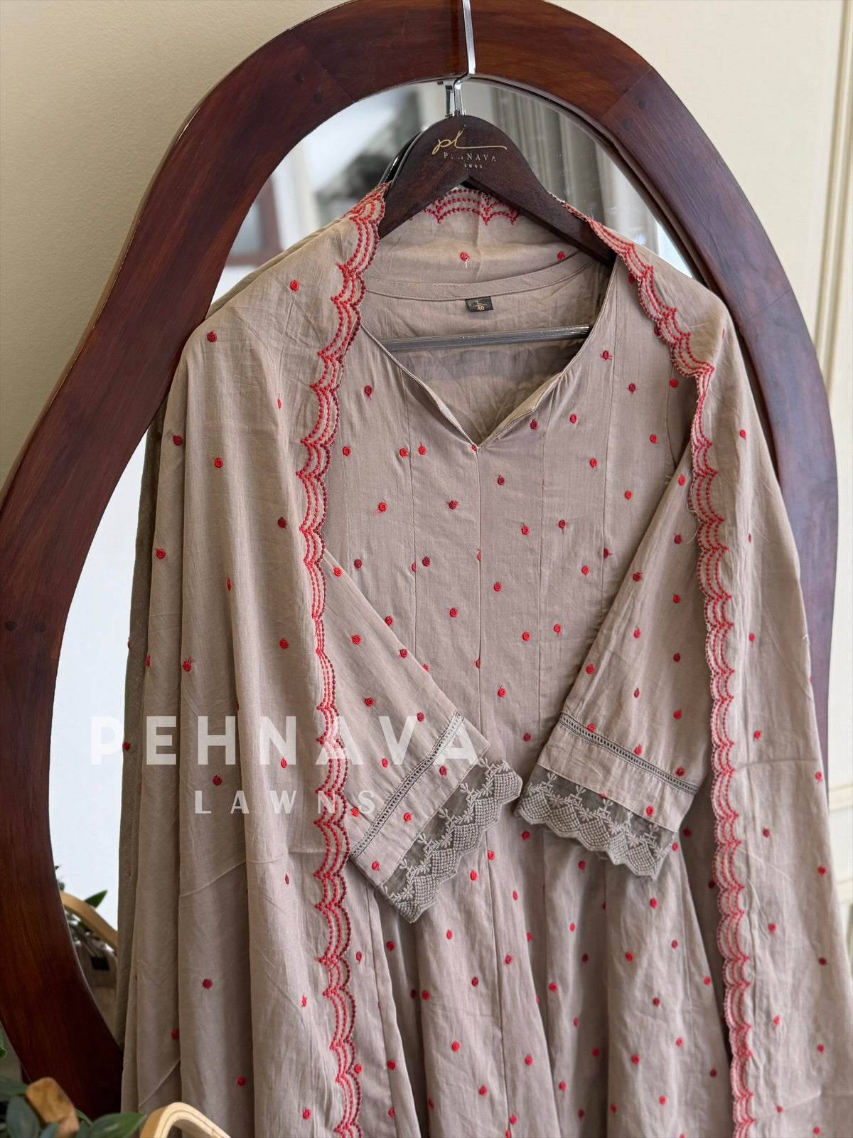 Lace-Trimmed Polka Dot Set