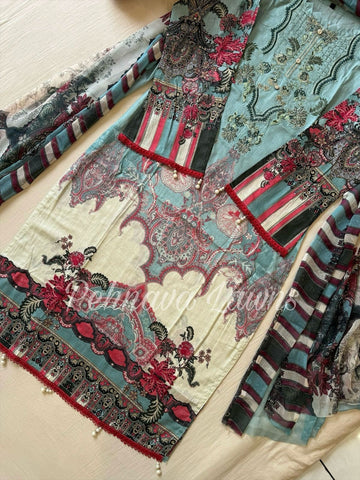 Essential Cotton Embroidered Suit-1110/ 1028
