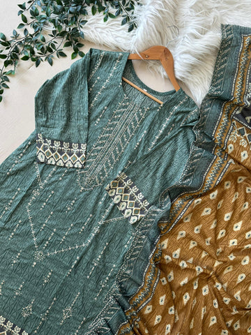 Cotton Embroidered Suit Ft.Cotton Duppatta-3505