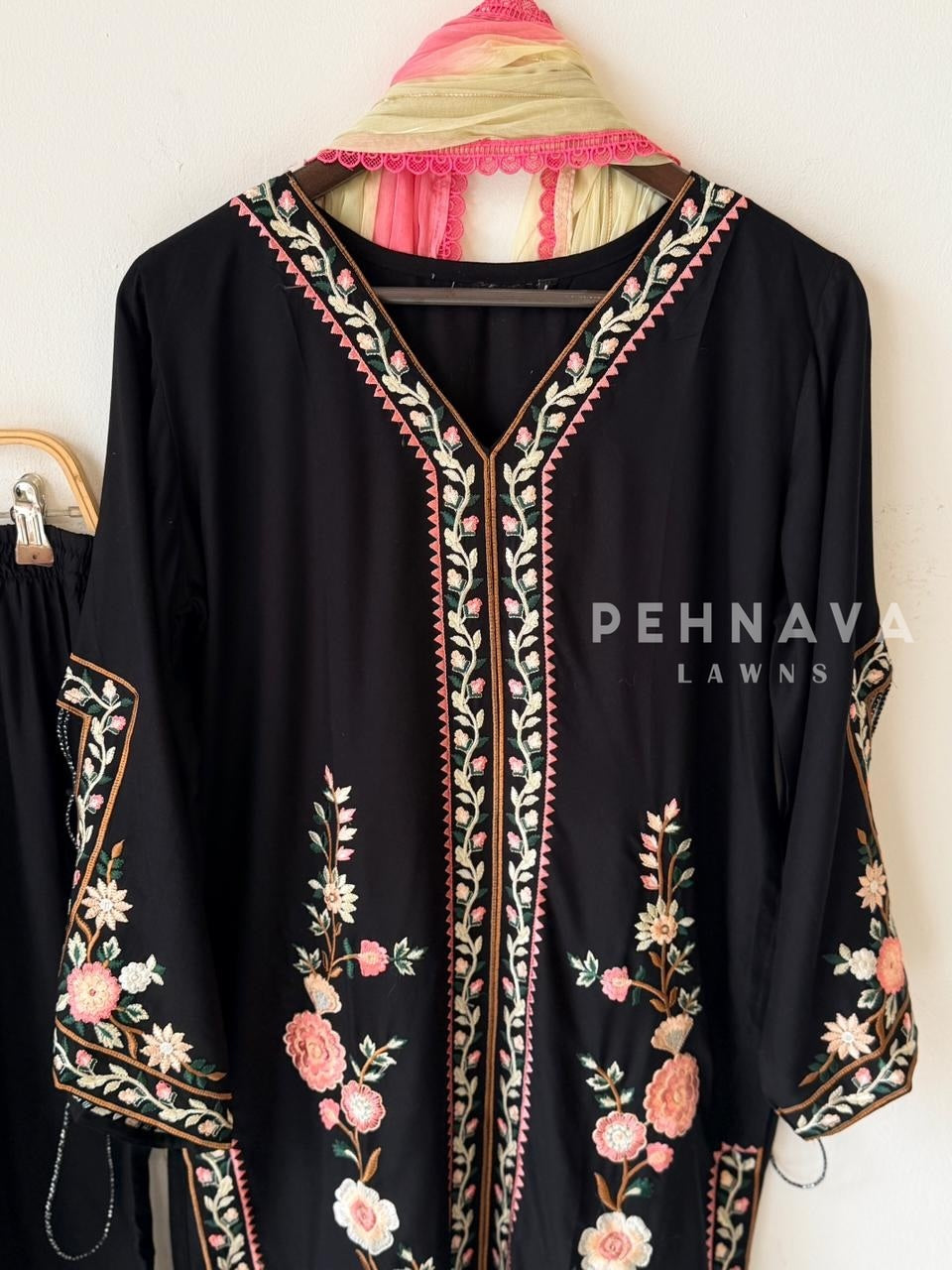 Floral Embroidered Three Piece Suit
