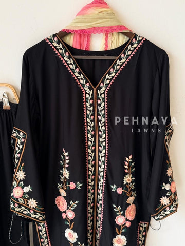 Floral Embroidered Three Piece Suit
