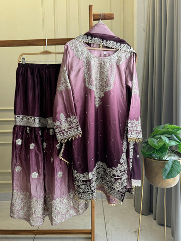 Georgette Embroidered Sharara Suit