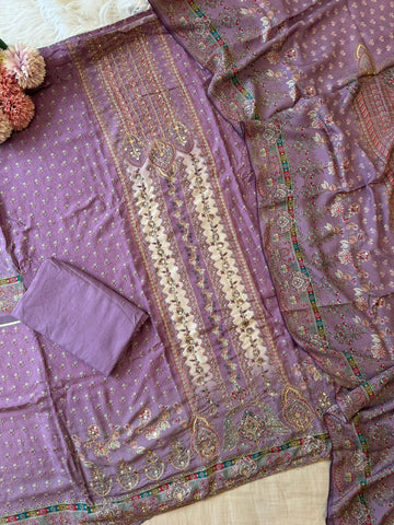 Dual Coloured Muslin Suit-228